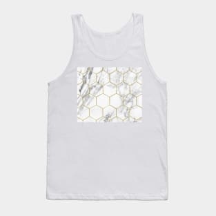 White marble with gold geometric beehive Tank Top